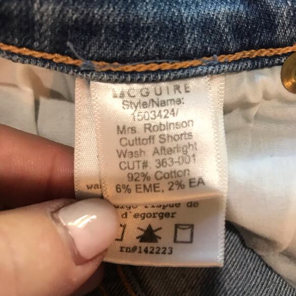 McGuire Mrs. Robinson Cut Off Distressed Jean Shorts Anthropologie Size 27 Boho - Picture 5 of 8